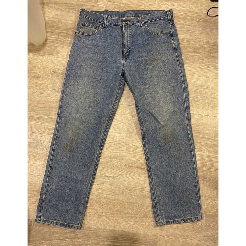 Vintage Mens Carhartt Blue Jeans CLEAN Size 36X30 Distressed Denim Pants